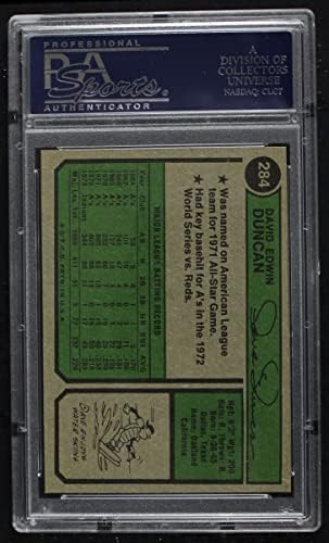 1974 Topps 284 Дейв Дънкан Кливланд Индианс (Бейзболна картичка) PSA PSA 8.00 Индианс
