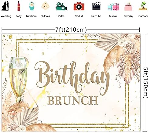 Ticuenicoa 7 × 5 метра Бохо Фон за Парти по случай рождения Ден на Обяд в Деня на Раждането на Шампанско Бохо Пампасы Жени Фон За