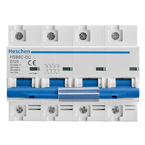 Миниатюрен автоматичен прекъсвач за постоянен ток, Heschen, HSB6C-DC, 4 полюс, DC1000V 125A, Фотоелектричния Автоматичен прекъсвач,