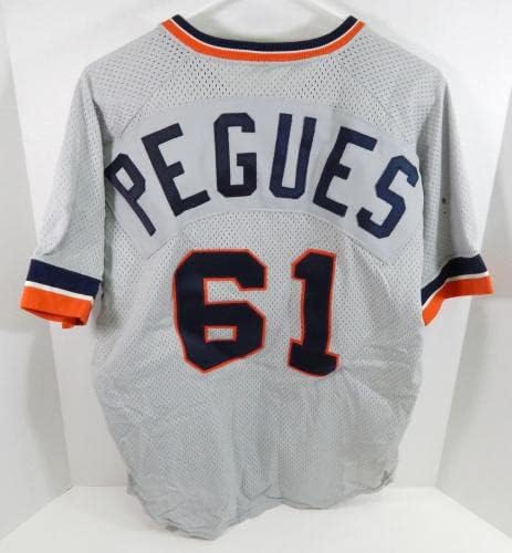 На 1990-те години на Детройт Тайгърс Pegues 61 Използвана В Играта Сива Риза Практика Отбивания 44 795 - Използваните В играта Тениски MLB
