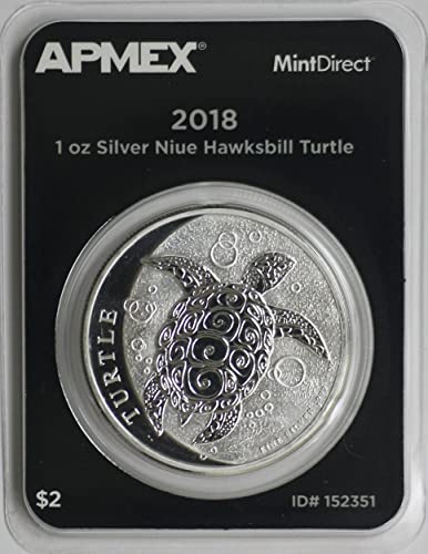 2018 NU Mint Пряко Сребро Ниуе Hawksbill Turtle 2 Долара Блестящо Необращенное Доказателство, Подобно