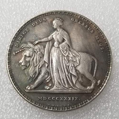 Kocreat Копие От 1839 Кралица Виктория Лъв Монета Великобритания-Реплика На Великобритания Сребърен Долар Пенс Златна Монета Кралската