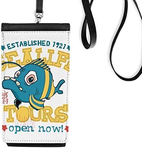 Приятен Синьо-Жълт Фенер Риба Илюстрация На Телефона В Чантата Си Чантата Виси Мобилен Калъф Черен Джоба