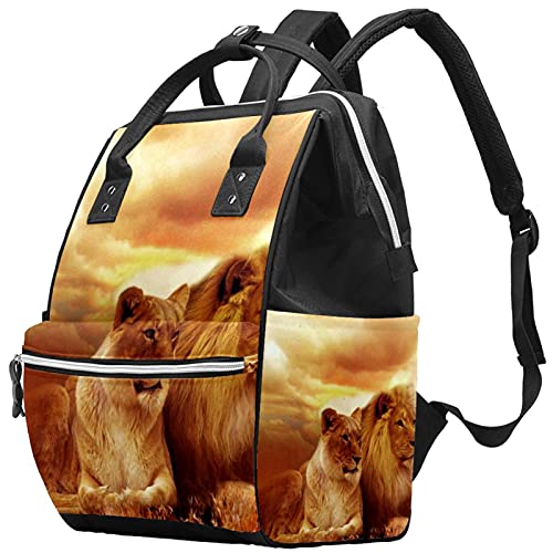 Лъвовете Животни Пелена Чанта на Мама Раница с Голям Капацитет Чанта за Памперси Кърмещи Пътна Чанта за Грижа за Детето