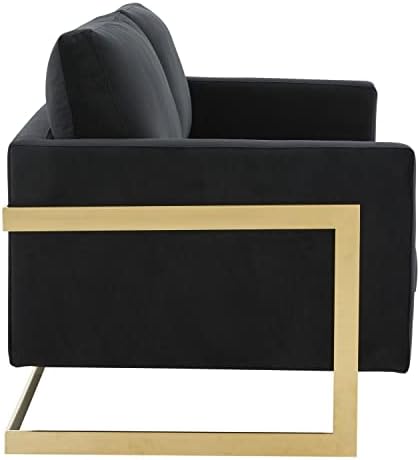 Стол за почивка Lincoln Modern, обитое кадифе средата на века, със златна рамка, тъмно черно