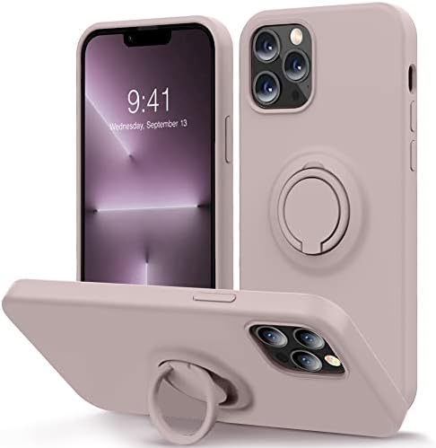 МОКА е Съвместим с калъф за iPhone 13 Pro 6,1 инча с околовръстен стойка | Течен Силикон | Подплата от микрофибър | устойчив на удари Защитен