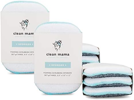 Пенящиеся гъба за почистване Clean Mama | Комплект от 12 гъби за почистване на съдове и плотове (Бели)