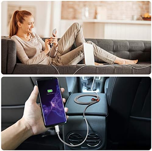 Кабела на зарядното устройство Basesailor USB Type C 3,3 фута, 2 опаковки, Найлон кабел за зареждане кабел за Samsung Galaxy Z Flip Fold,