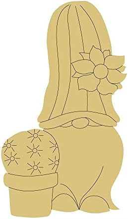 Дизайн Cactus Gnome по Подобие на Деколте от Незаконченного Дърво Лятна Пролет Врата Закачалка Форма MDF Платно Стил 1