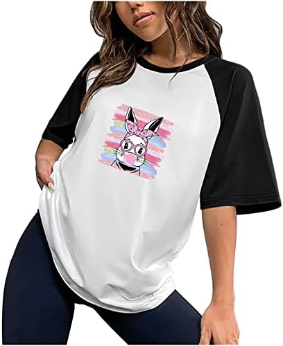 Тениска Happy Easter за жени, Ежедневни Блузи с образа на Привлекателен Заек, Дамски Лятна Тениска За тренировки с Къс Ръкав Свободно