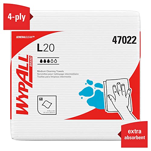 Кърпички за почистване на WypAll General Clean L20 среден (47022), Формат в четвертушку, Бели, 4 слой, 12 опаковки в опаковка,