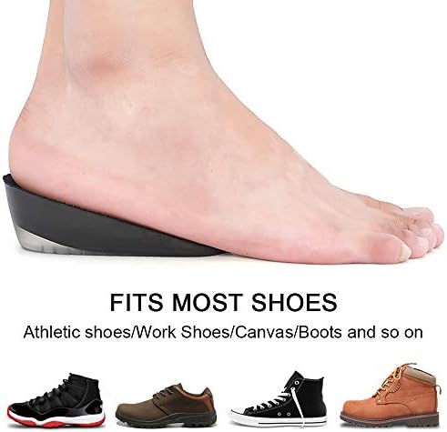 Увеличаване на растежа стелки Skyfoot, Стягане на токчета за обувки, Гел за стягане на вложки за мъже и жени (големи -височина 1,4 инча (черна))