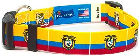 Нашийник за кучета с эквадорским флага | Фактура с Мартингейлом | Произведено в Ню Джърси, САЩ | за много големи кучета | Ширина 1 сантиметър
