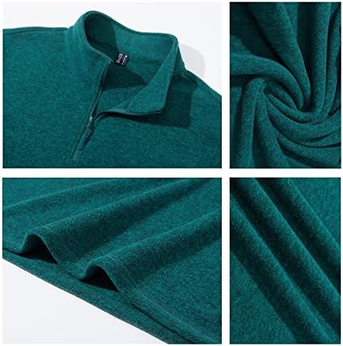Мъжки ризи MAGCOMSEN, мек вълнен плат Пуловер с цип 1/4, Блузи, средно тегло, с дълъг ръкав, Спортни Ризи