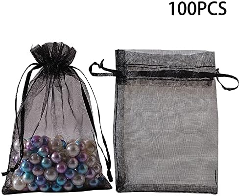 Подаръци 100шт Торбички Сватбени Бонбони За Бижута, Чанти Чанта За Съхранение на подаръци Органза 3.5x2.5in Почистване и Организаторите Меки Кутии За Съхранение с цип