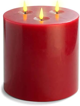 Червена Беспламенная свещ с 3 восък със - 6x6 Много Голяма Свещ на колумб, Реалистично 3D Мерцающее Пламъка восък със, работи