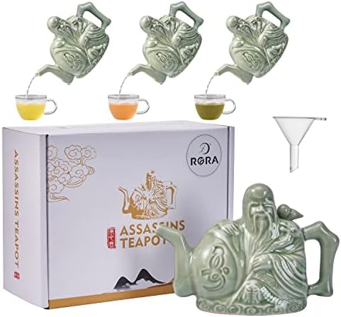 RORA Assassins Чайник Керамика, Ръчна изработка, Магически уреди за Три питиета в Една Саксия, Китайски Чайник с Две Сърца