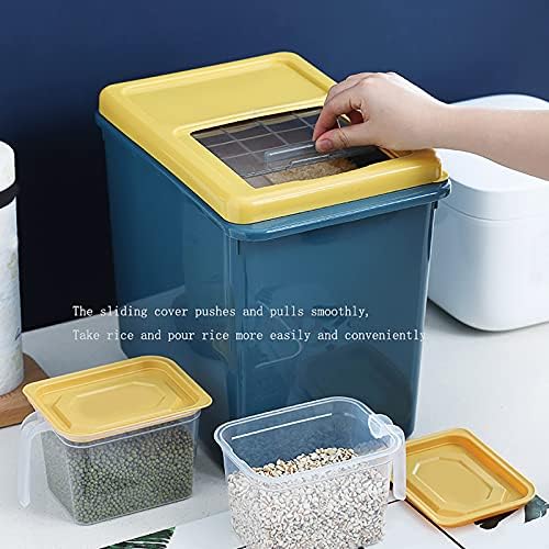 Контейнер за ориз LANGCA [Комплект от 2 части], Кутия за ориз с тегло 10 кг Контейнер за съхранение в Помещение с капак, Ориз, Зърнени храни, Контейнер За съхранение