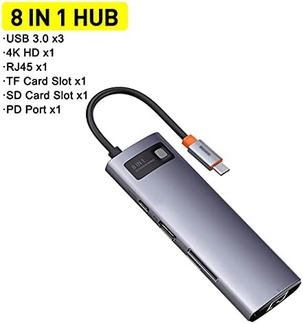 SLSFJLKJ 8 в 1 Тип C ХЪБ USB C HUB SD Карти PD 100 Вата Зарядно устройство USB 3.0 ХЪБ Докинг станция Газа