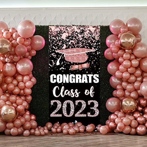 Trgowaul 2023 Бижута от Розово злато за Бала клас 2023, Розово Банер С Поздравления Към вратата Колеж / гимназия, Украса за клас 2023,