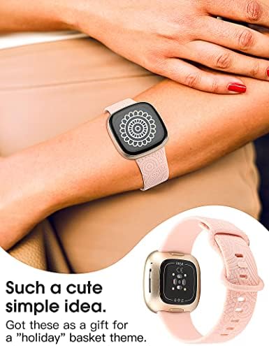 TOYOUTHS Каишка с цветен надпис, който е Съвместим с Fitbit Versa 3/Fitbit Sense за жени и момичета, Спортен Силиконов Годишният
