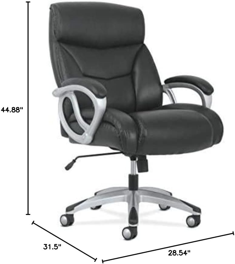 Голямо и високо кожен стол ръководител на HON Sadie, компютърен / офис стол с висока облегалка, черна (HVST341)