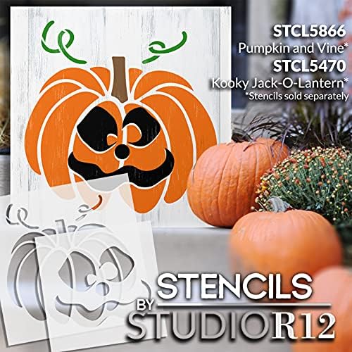 Шаблон на тиква с увивни лози от StudioR12 | Есенен Декор за дома Направи си сам | Раскрась Есента на Дървен Знак на Фермерска къща за