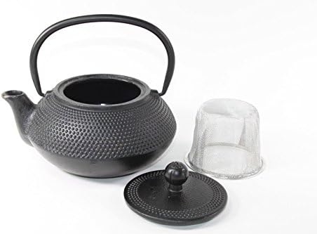 Японски чайник ~ Антикварен 24 Течни унции, Черен в Малка Точка, Китайски Чугун Чайник Tetsubin с приготвяне на чай, Подарък/Подарък за