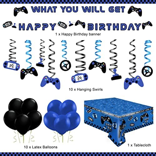 Сини аксесоари за парти по случай рождения ден с видео игри