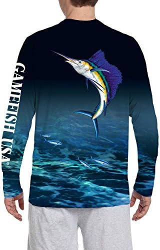 GAMEFISH USA UPF 50 + Влагоотводящая Риза от Микрофибър с дълъг ръкав Performance Sailfish За Риболов