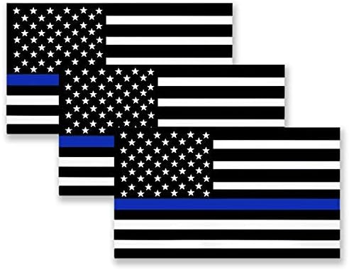 Стикер с тънка синя линия на CVETANKA 3 В опаковка, 5x3 инча, Светоотражающая Стикер с полицейски флага за товарни автомобили, Vinyl Стикер с американския флаг на бронята, 3 м