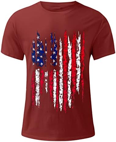 Bmisegm Летни Мъжки Ризи С Флага на Деня на Независимостта, Ежедневни Мек и Удобен Памучен Тениска с Фин Принтом, Мъжки t-shirt