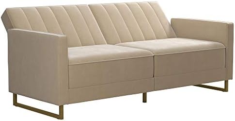 Новограц 2358179N Skylar Coil, модерен разтегателен диван и канапе velvet futon слонова кост