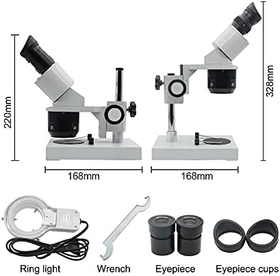 MMLLZEL 10X-20X-30X-40X Бинокъла на Стереомикроскоп С Подсветка Промишлен Микроскоп с Окуляром за ремонт часа, проверка на печатни платки (Размер: 20X и 40X)