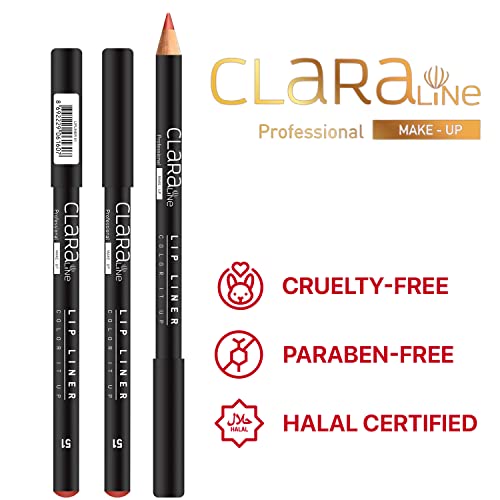 Claraline Lip liner четки - Устойчив молив с крем покритие, устойчиви на растушевыванию и кървене, Высокопигментированный, без насилие, сертифициран по стандарта Халал и не