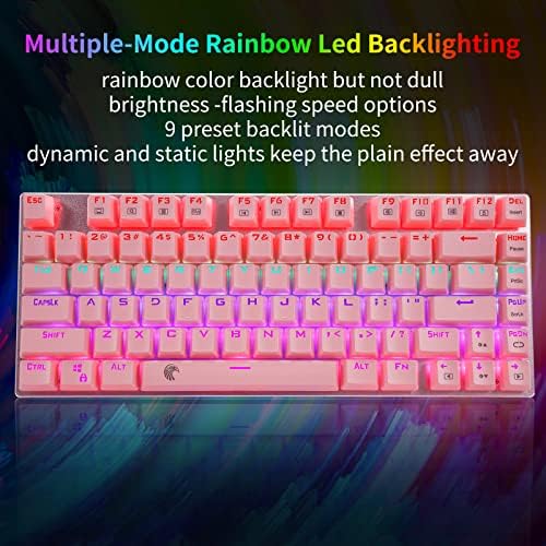 Компактна детска клавиатура E-YOOSO Z88 60%, 81 клавиш, дъгова осветление (кафяв преминете розов цвят)