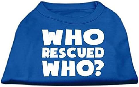 Тениска с Трафаретным принтом Mirage Pet Products Who Rescued Who, X-Small; Светло синьо