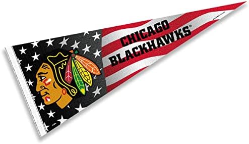 Чикаго Блекхоукс Нация САЩ Американа Звездно-Шарени Вимпел Банер Флаг