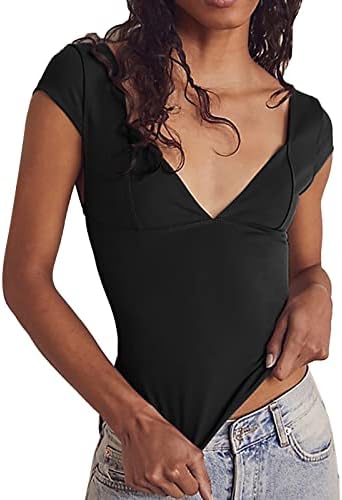 Сутиен в Бретелях Голям Размер, Секси Топ С V-образно деколте, Однотонная Тениска с тон, Лесен и Изискан Дизайн, Кърменето