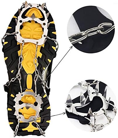 UXZDX против хлъзгане, обувки и котки с 18-Назъбени нокти от неръждаема Стомана, използвани за зимните разходки, пешеходен туризъм, скално Катерене, бягане