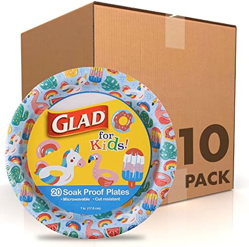 Хартиени Чинии за предястие Glad for Kids за парти край басейна 8,5 | Детски Хартиени Чинии за парти на басейна | Малки Хартиени чинии
