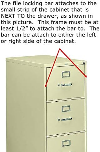 Планк за заключване на файлове, Сива, с сверлом и окачения заключване в комплект - дължина 22,5 инча - за използване в картотечном шкаф