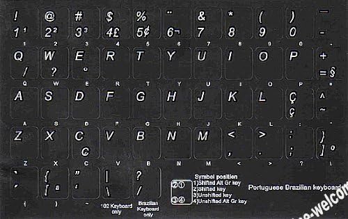 Бразильско-Португалски Етикети на клавиатурата с Непрозрачен Черен Фон за Настолни компютри ПРЕНОСИМИ компютри