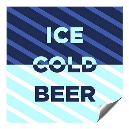 Сверхпрочная Промишлена Самозалепваща Алуминиева Стикер на стената Ice Cold Beer - Blue Stripes | 36 x36
