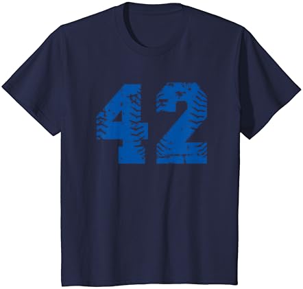 Бейзболна Фланелка № 42, Синя Реколта Тениска С Щастлив номер