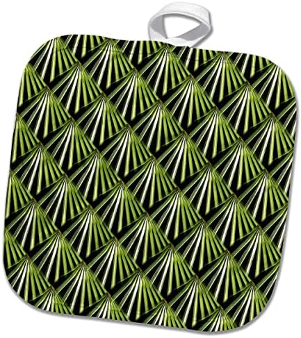 Кухненски ръкавици с зелен силует в стил ар Деко за почивка на тропически плаж и палми 3dRose (phl-362558-1)
