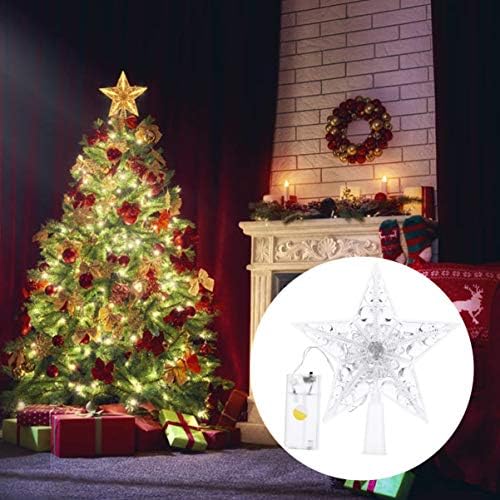 SOLUSTRE Led Topper за Коледната Елха със Звезда, Пластичен Орнамент във формата на Звезда на Върха на дървото на Батерии