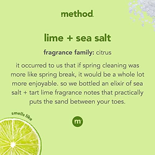 Сапун за миене на съдове Method, Лайм + Морска сол, Биоразлагаемая формула, Трайно към омазняване, 18 течни унции (1 опаковка)