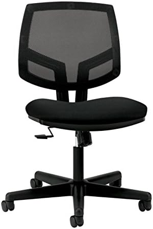 Работно стол HON Volt от естествена кожа с вкара облегалка, компютърен стол за офис маса, черна (H5713)