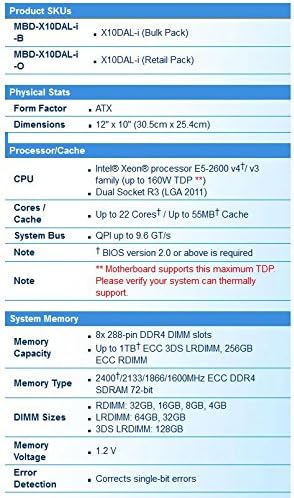 Supermicro Dual LGA2011 на Intel C612, DDR4, SATA3 и USB3.0, A и 2GbE, сървърна дънна платка ATX X10DAL-I-O
